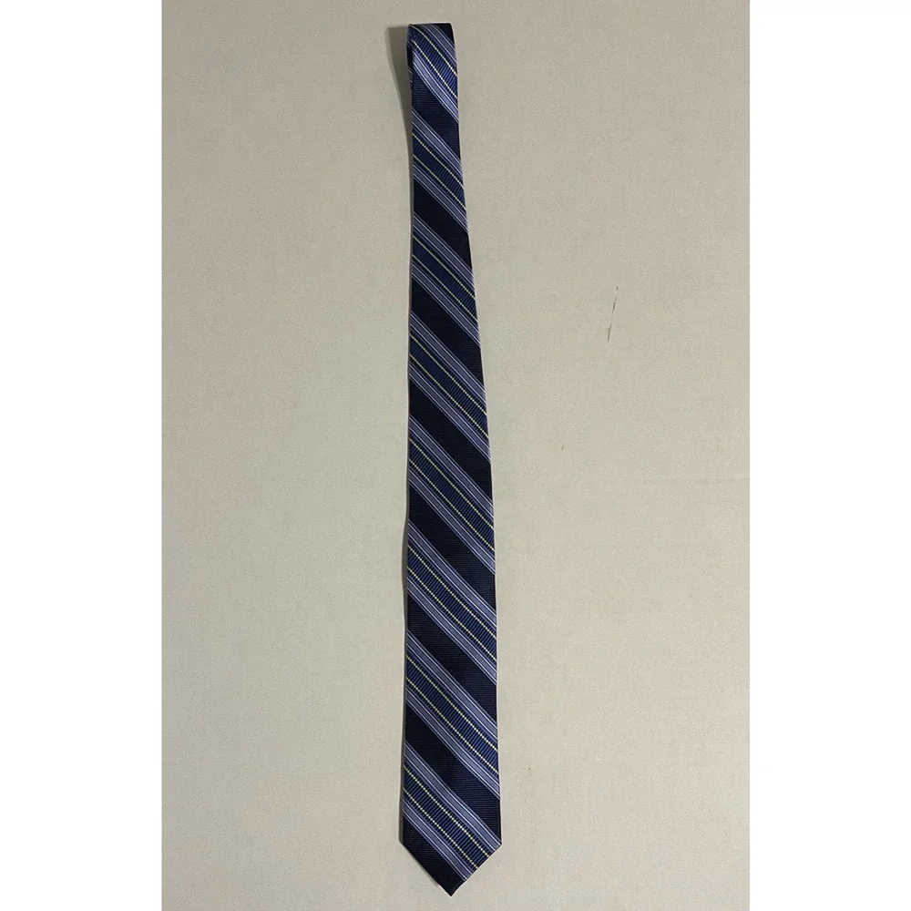 Bruno Piattelli 100%‎ silk striped tie in multi-color blue and yellow
